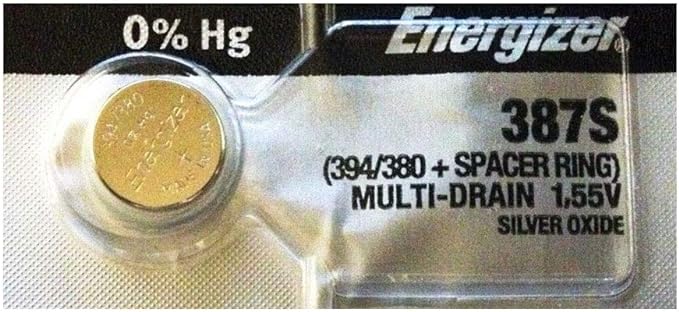 Battery for Pentax Spotmatic Cameras - The Energizer 387S Low-Drain 1.55V Silver-Oxide Button Cell Battery