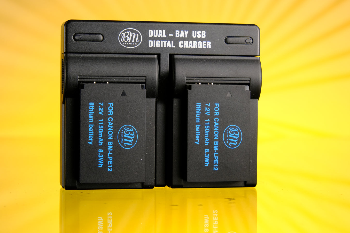 BM Premium Dual Bay USB Battery Charger for Canon LP-E12 + 2 Batteries for SL1, EOS M50, EOS M100, and PowerShot SX70 HS