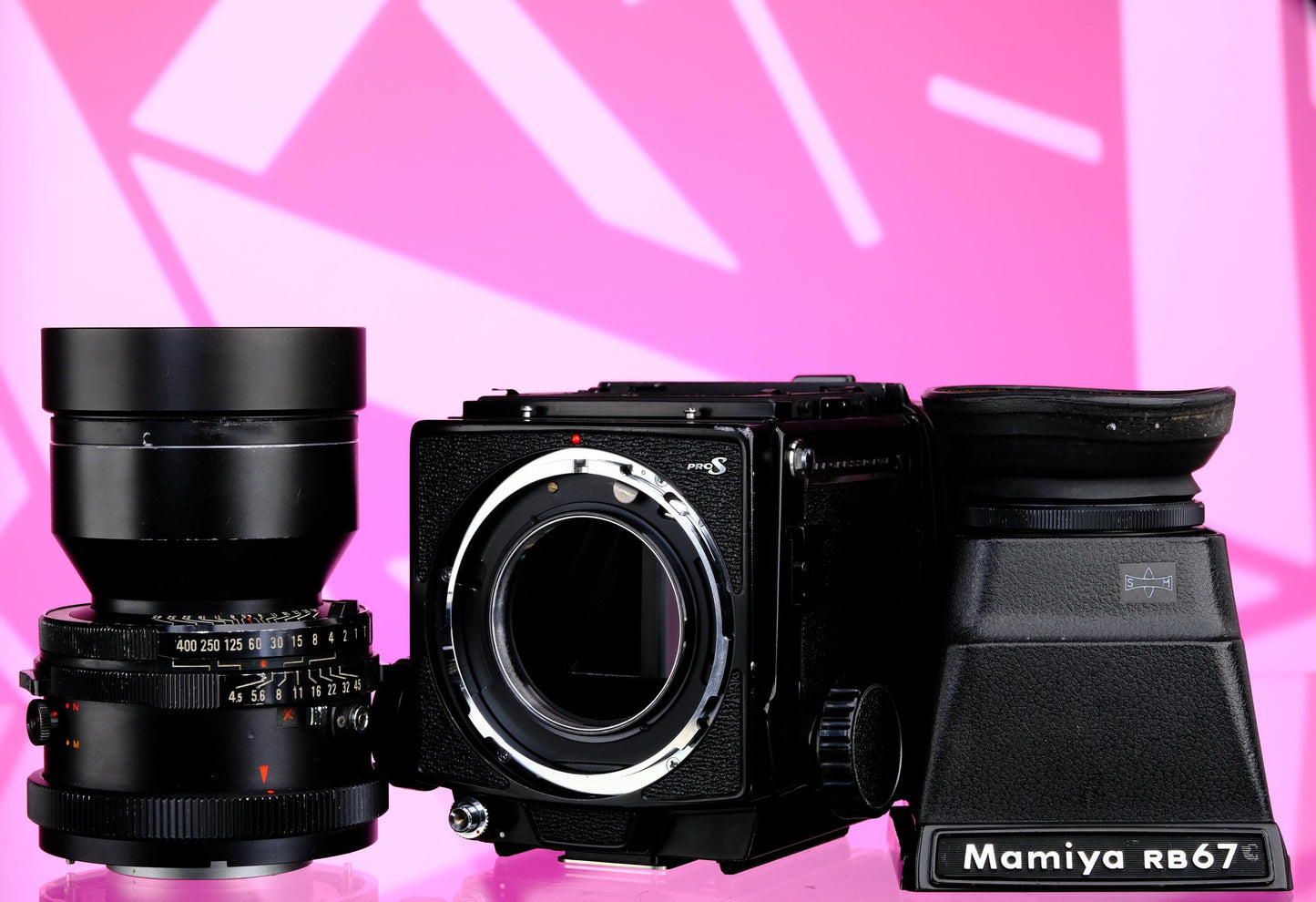 Mamiya RB67 Pro S 6x7 Medium Format SLR w/ 120 back, Chimney Finder + 180mm f/4.5 Lens