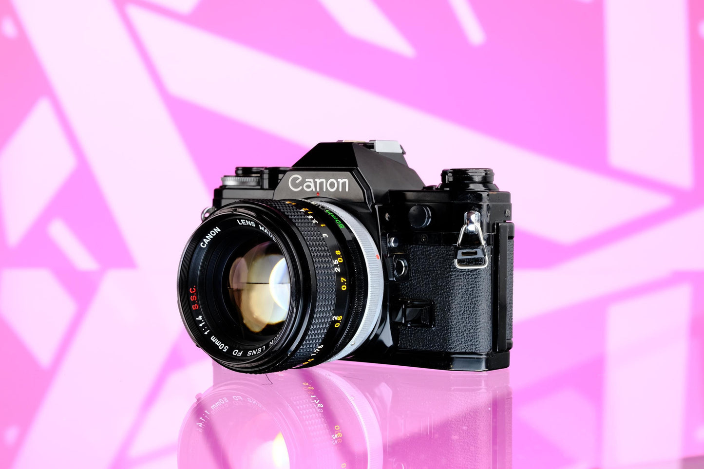 Canon Ae-1 Black + 50mm f/1.4 SSC 35mm SLR Camera