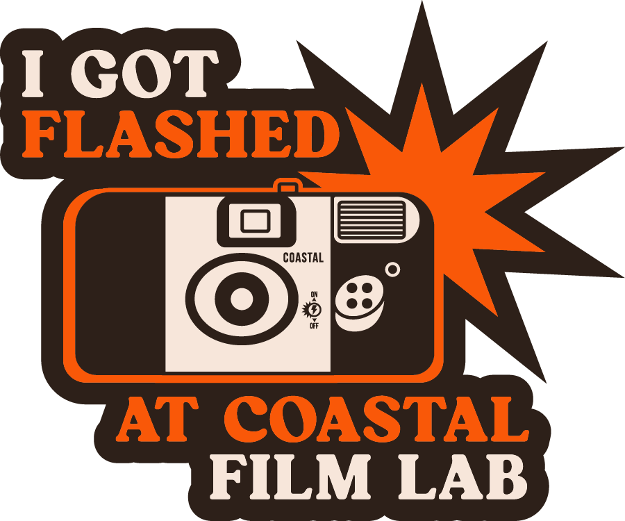 I Got Flashed at Coastal Film Lab – Waterproof Vinyl Sticker (2.5” x 2”)