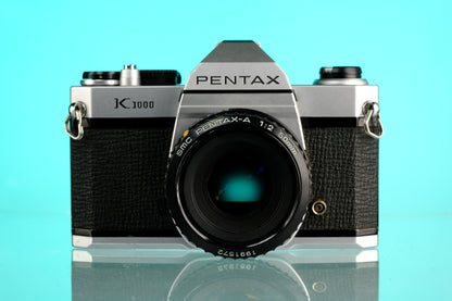 Pentax K1000 35mm SLR Film Camera + Pentax-A 50mm f/2 Lens