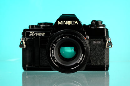 Minolta X-700 35mm SLR Film Camera + 50mm f/2 Lens