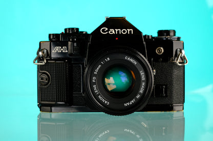 Canon A-1 35mm SLR Film Camera + 50mm f/1.8 Lens