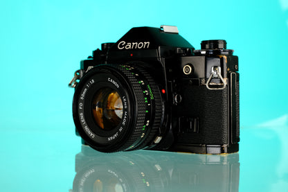 Canon A-1 35mm SLR Film Camera + 50mm f/1.8 Lens