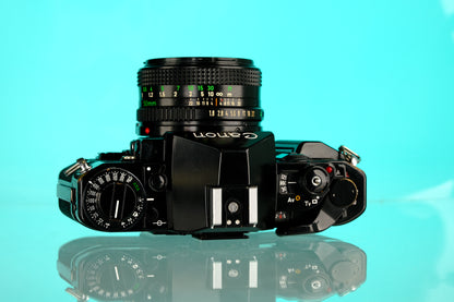 Canon A-1 35mm SLR Film Camera + 50mm f/1.8 Lens