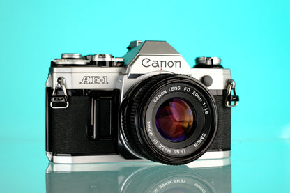 Canon AE-1 35mm SLR Film Camera + 50mm f/1.8 Lens