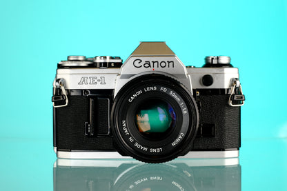 Canon AE-1 35mm SLR Film Camera + 50mm f/1.8 Lens