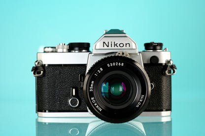 Nikon FM 35mm SLR Film Camera + Nikkor 35mm f/2.8 Ai Lens
