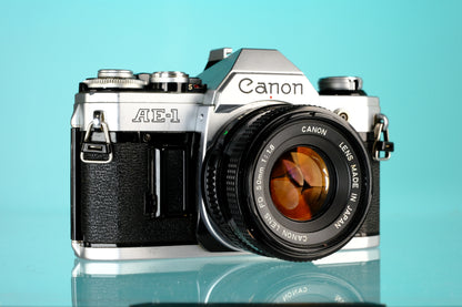 Canon AE-1 35mm SLR Film Camera + 50mm f/1.8 Lens