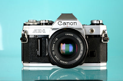 Canon AE-1 35mm SLR Film Camera + 50mm f/1.8 Lens