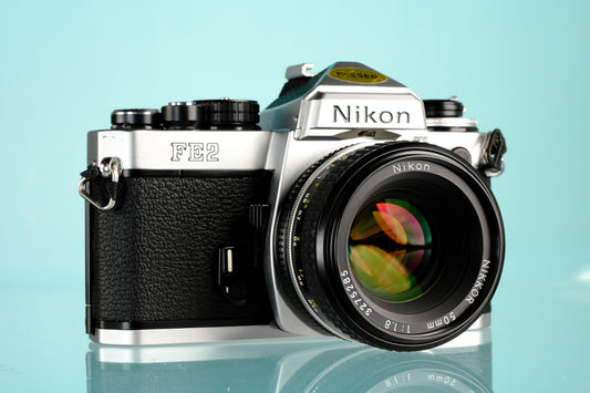 Nikon FE2 35mm SLR Film Camera + 50mm Nikkor f/1.8 Ai Lens