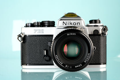 Nikon FE2 35mm SLR Film Camera + 50mm Nikkor f/1.8 Ai Lens
