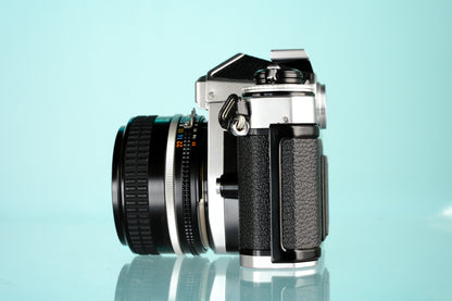 Nikon FE2 35mm SLR Film Camera + 50mm Nikkor f/1.8 Ai Lens