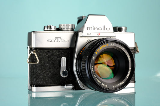 Minolta SRT 201 35mm SLR Film Camera + Rokkor-X 50mm f/1.7 Lens