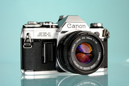 Canon AE-1 35mm SLR Film Camera + 50mm f/1.8 Lens