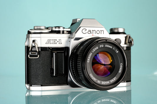 Canon AE-1 35mm SLR Film Camera + 50mm f/1.8 Lens