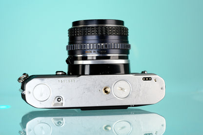 Pentax ME 35mm SLR Film Camera + Pentax-M 50mm f/2 Lens
