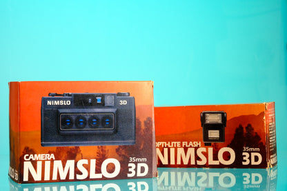 Nimslo 3D Quadra Lens 35mm Film Camera + Opti-Lite Nimslo Flash
