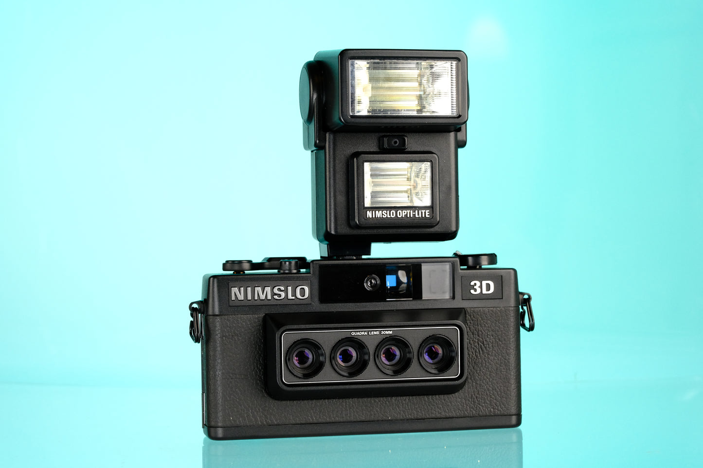 Nimslo 3D Quadra Lens 35mm Film Camera + Opti-Lite Nimslo Flash