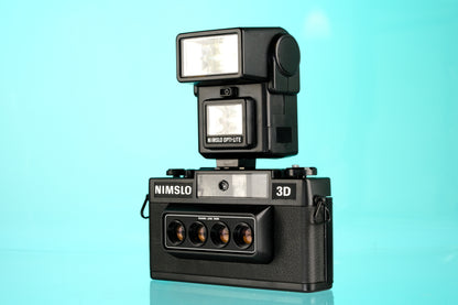 Nimslo 3D Quadra Lens 35mm Film Camera + Opti-Lite Nimslo Flash