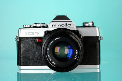 Minolta XG7 35mm SLR Film Camera + MD 50mm f/1.7 Lens
