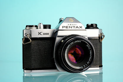 Pentax K1000 35mm SLR Film Camera + Pentax-M 50mm f/2 Lens