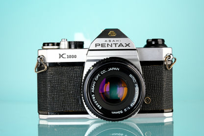 Pentax K1000 35mm SLR Film Camera + Pentax-M 50mm f/2 Lens