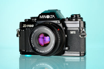 Minolta x700 35mm SLR Film Camera + Rokkor-X 45mm f/2 Lens