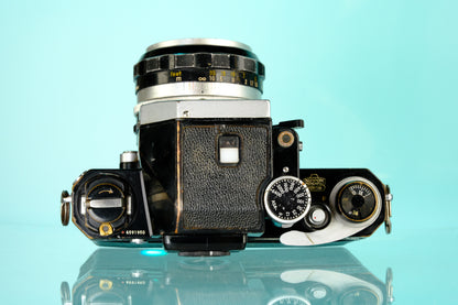 Nikon F 35mm SLR Film Camera w/ Photo Prism + 50mm f/1.4 Lens