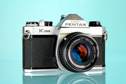 Pentax K1000 35mm SLR Film Camera + Pentax-M 50mm f/1.7 Lens