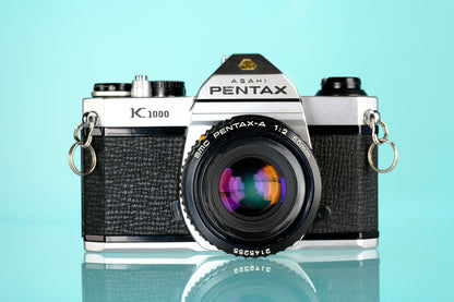 Pentax K1000 35mm SLR Film Camera + Pentax-A 50mm f/2 Lens