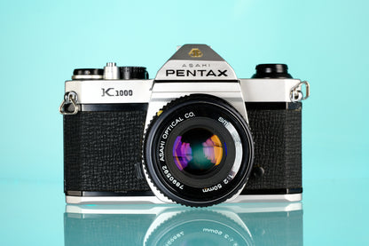 Pentax K1000 35mm SLR Film Camera + Pentax-M 50mm f/2 Lens