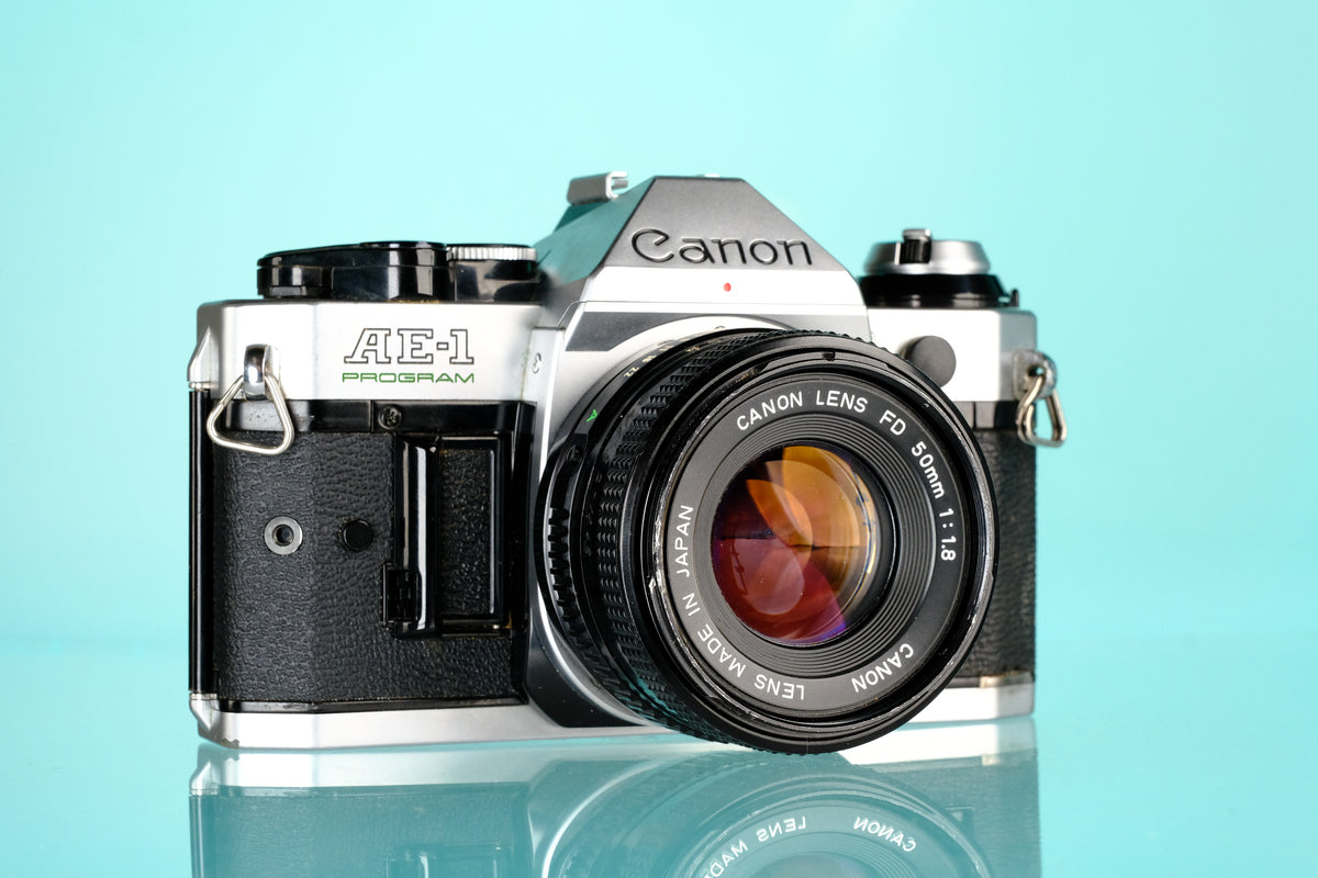 Canon AE-1 Program 35mm SLR Film Camera + Canon 50mm f/1.8 FD Lens