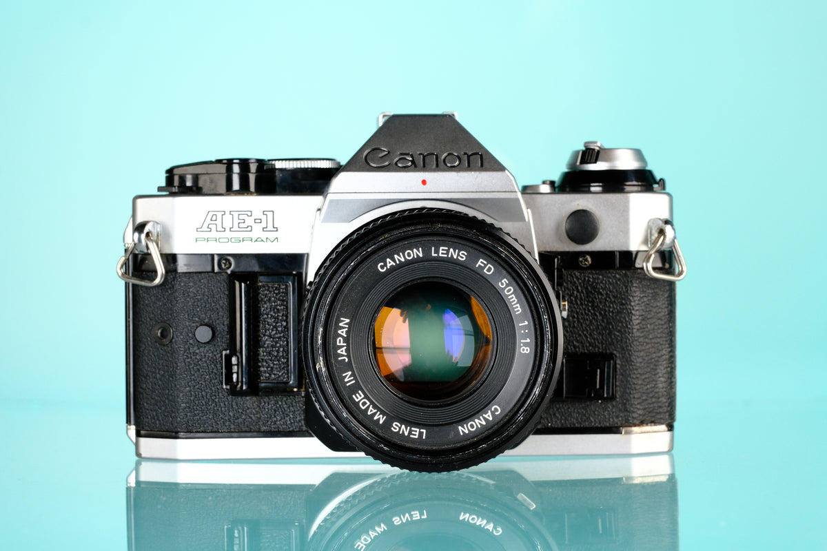 Canon AE-1 Program 35mm SLR Film Camera + Canon 50mm f/1.8 FD Lens