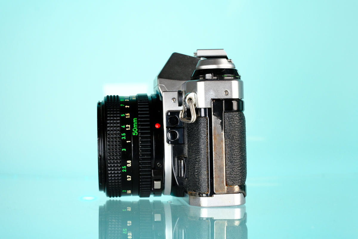 Canon AE-1 Program 35mm SLR Film Camera + Canon 50mm f/1.8 FD Lens