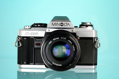 Minolta X-500 35mm SLR Film Camera + 50mm f/1.7 Lens