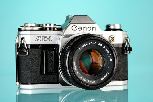 Canon AE-1 35mm SLR Film Camera + 50mm f/1.8 Lens