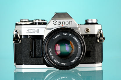 Canon AE-1 35mm SLR Film Camera + 50mm f/1.8 Lens
