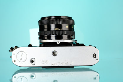 Canon AE-1 35mm SLR Film Camera + 50mm f/1.8 Lens