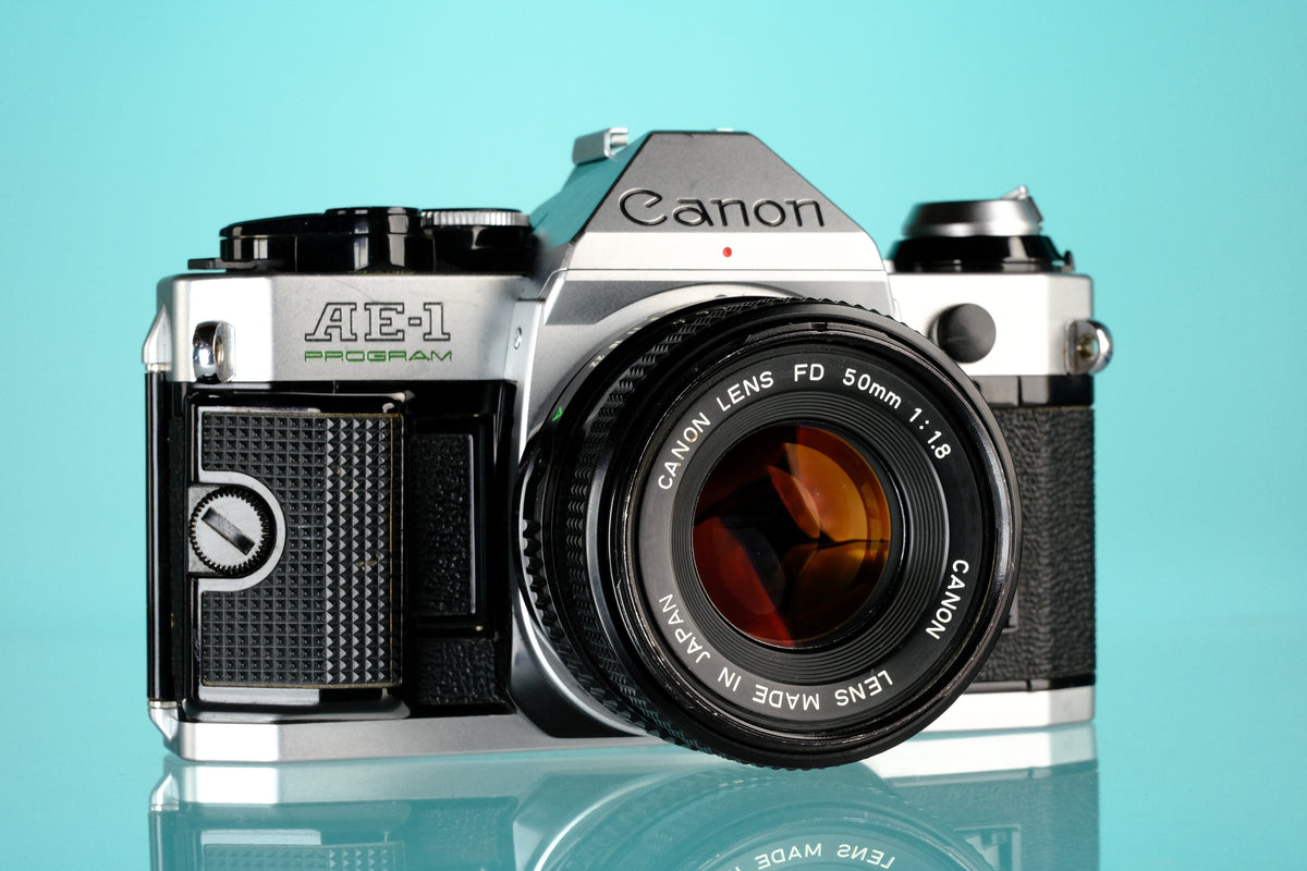 Canon AE-1 Program 35mm SLR Film Camera + 50mm f/1.8 Lens