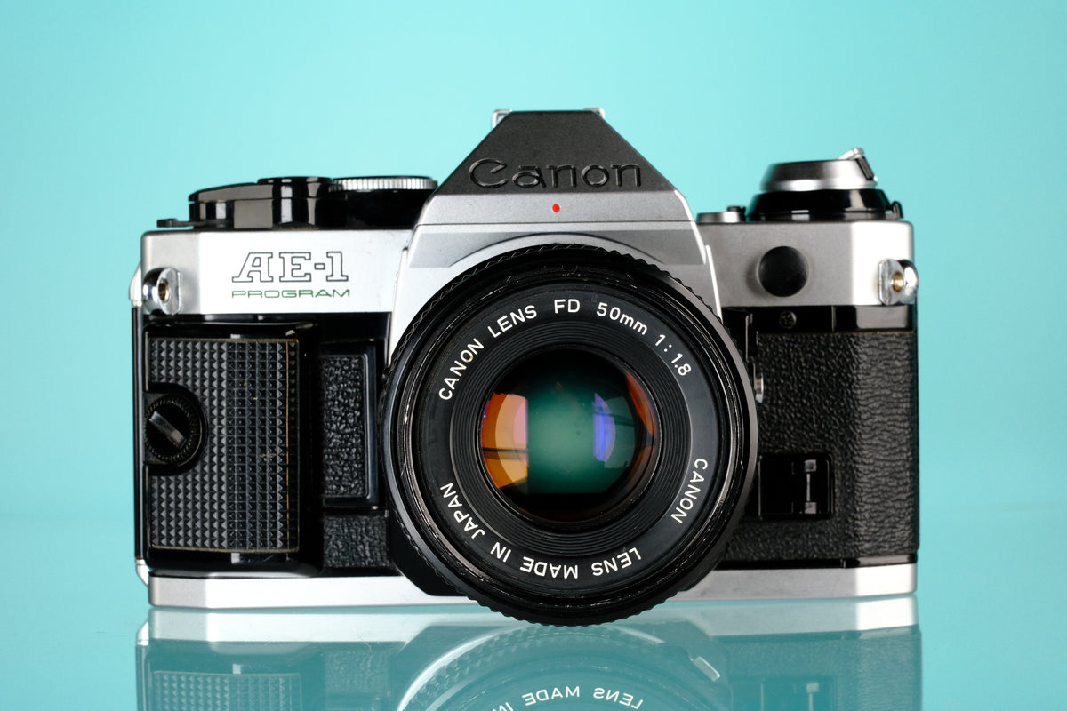 Canon AE-1 Program 35mm SLR Film Camera + 50mm f/1.8 Lens