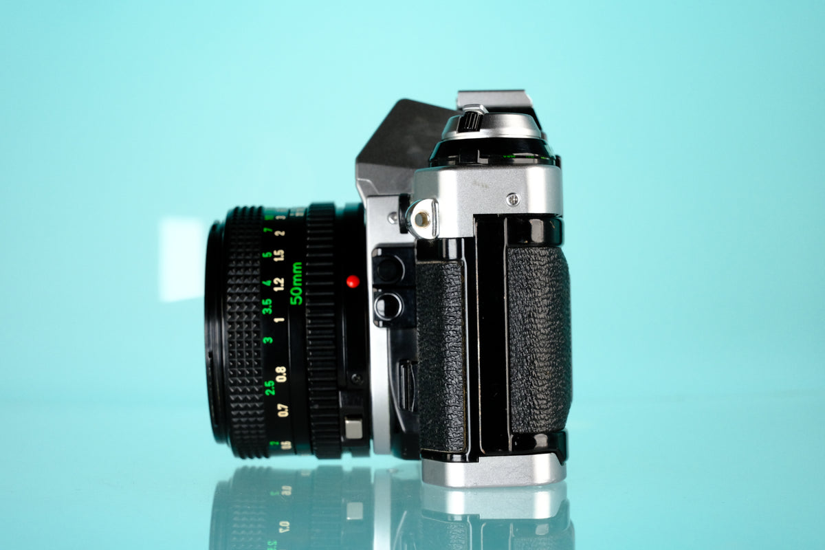Canon AE-1 Program 35mm SLR Film Camera + 50mm f/1.8 Lens
