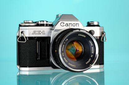 Canon AE-1 35mm SLR Film Camera + 50mm f/1.8 Lens