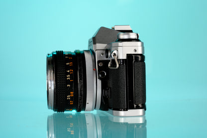 Canon AE-1 35mm SLR Film Camera + 50mm f/1.8 Lens