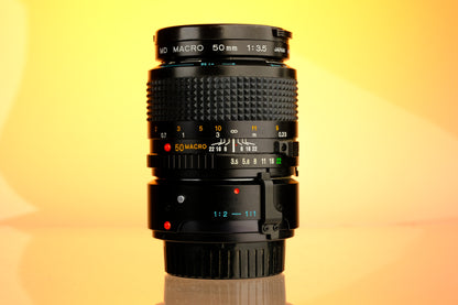 Minolta 50mm Macro f/3.5 MD Lens + 1:1 - 1:2 Extension Tube