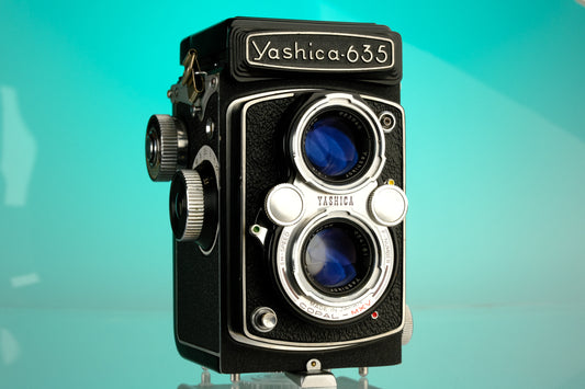 Yashica 635 6x6 Medium Format TLR Film Camera + 35mm Adapter