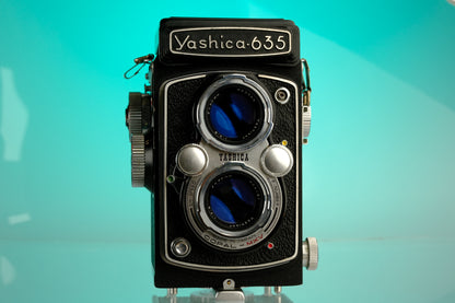 Yashica 635 6x6 Medium Format TLR Film Camera + 35mm Adapter