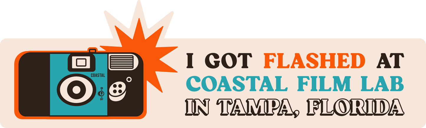 I Got Flashed At Coastal Film Lab – Waterproof Vinyl Bumper Decal (8.75” x 3.75”)