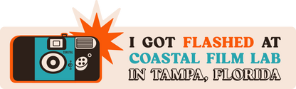 I Got Flashed At Coastal Film Lab – Waterproof Vinyl Bumper Decal (8.75” x 3.75”)